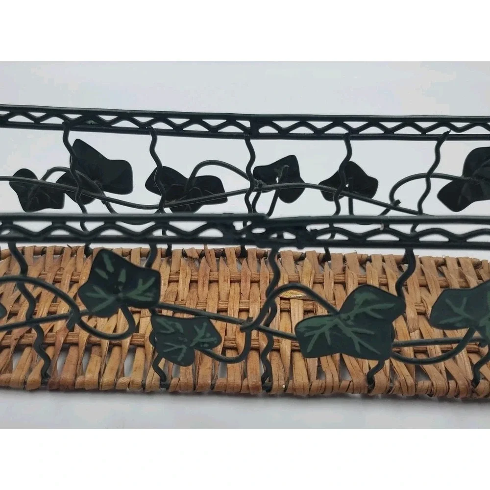 Ivy Leaf Metal‎ Basket With Wicker Bottom Rectangular Centerpiece Fruit Basket